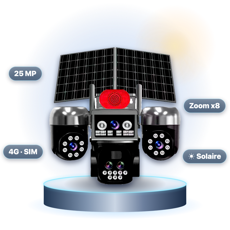Caméra solaire 4G à 5 objectifs 25 MP — zoom x8