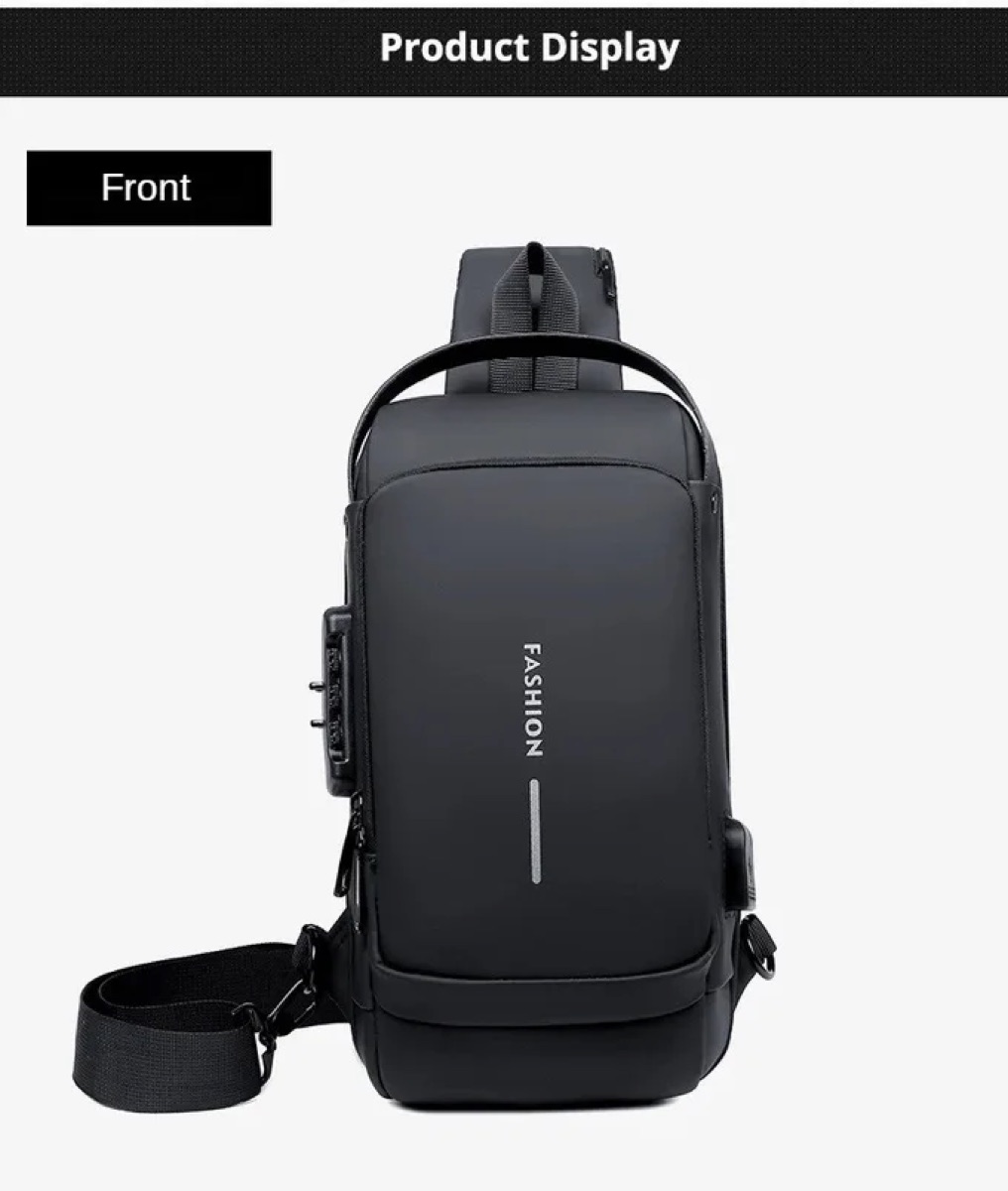 Sac antivol imperméable avec cadenas à code et port USB