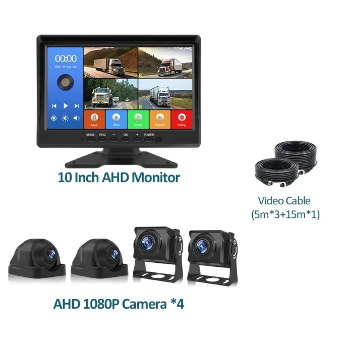 Système de caméras 360° pour camion — 4 caméras + écran 10,1"
