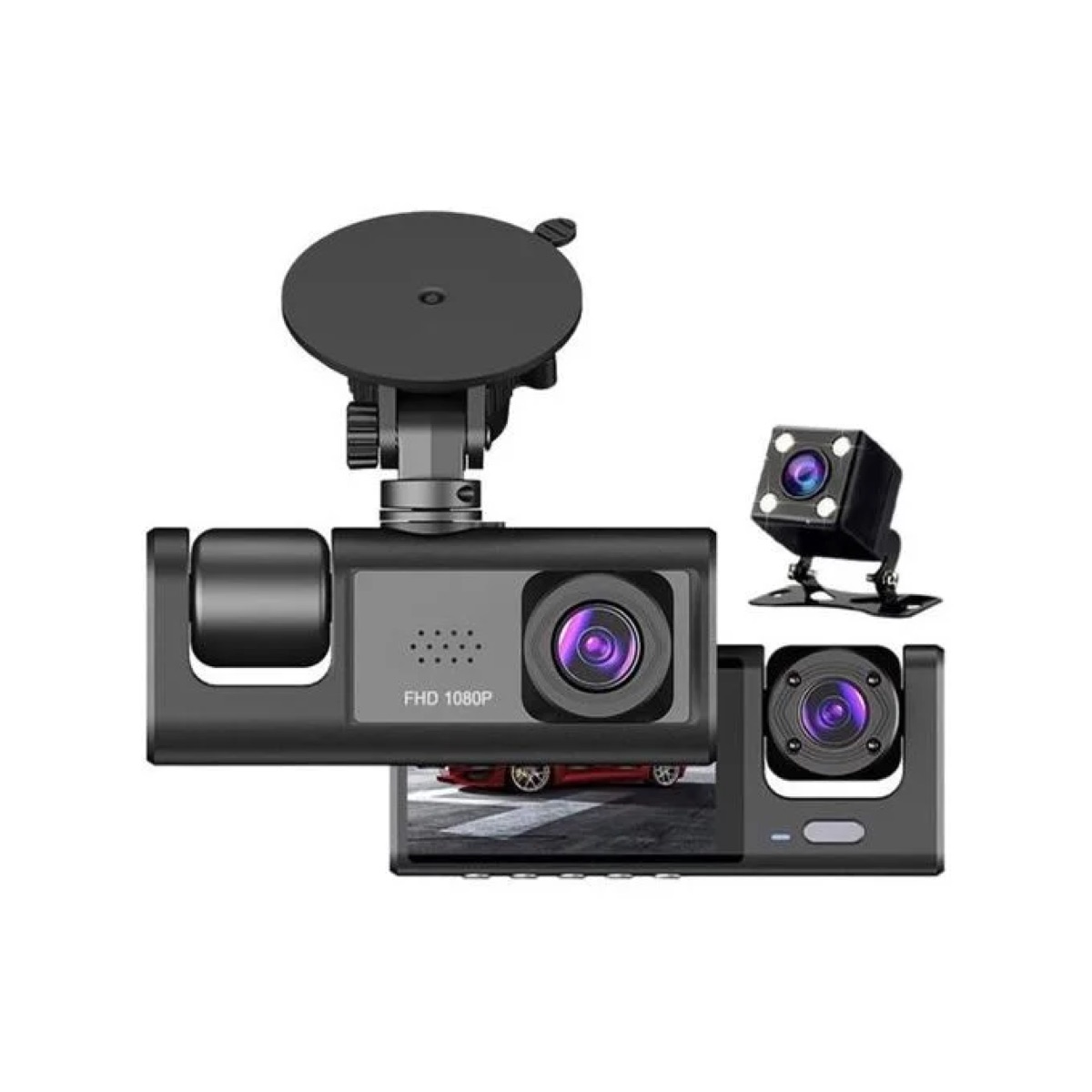 Dashcam Full HD 3 objectifs avec caméra de recul