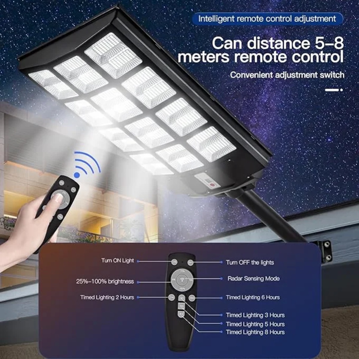 Projecteur solaire LED 600 W avec télécommande