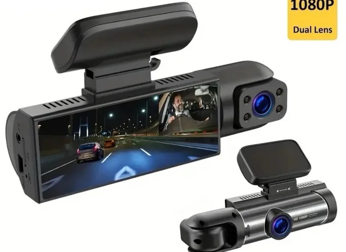 Dashcam double objectif 1080p — route et habitacle