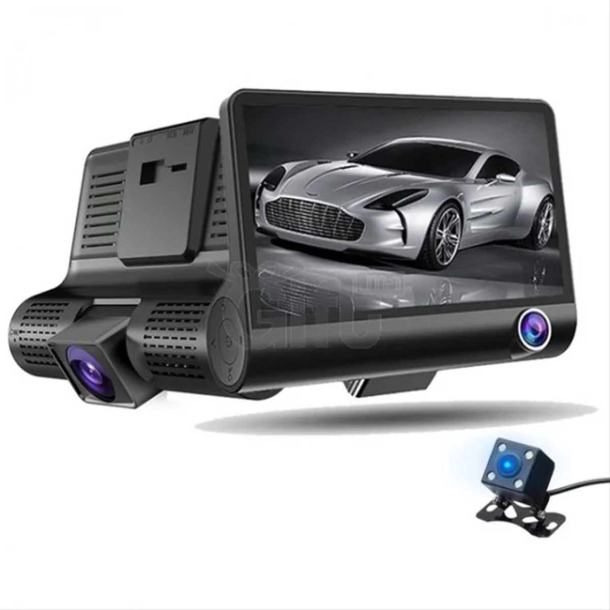 Dashcam 3 caméras avec écran 4" — avant, intérieur et recul