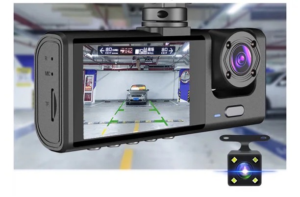 Dashcam Full HD 3 objectifs avec caméra de recul