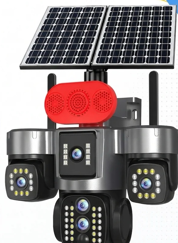 Caméra solaire à 5 objectifs 25 MP — zoom optique, vision 360°