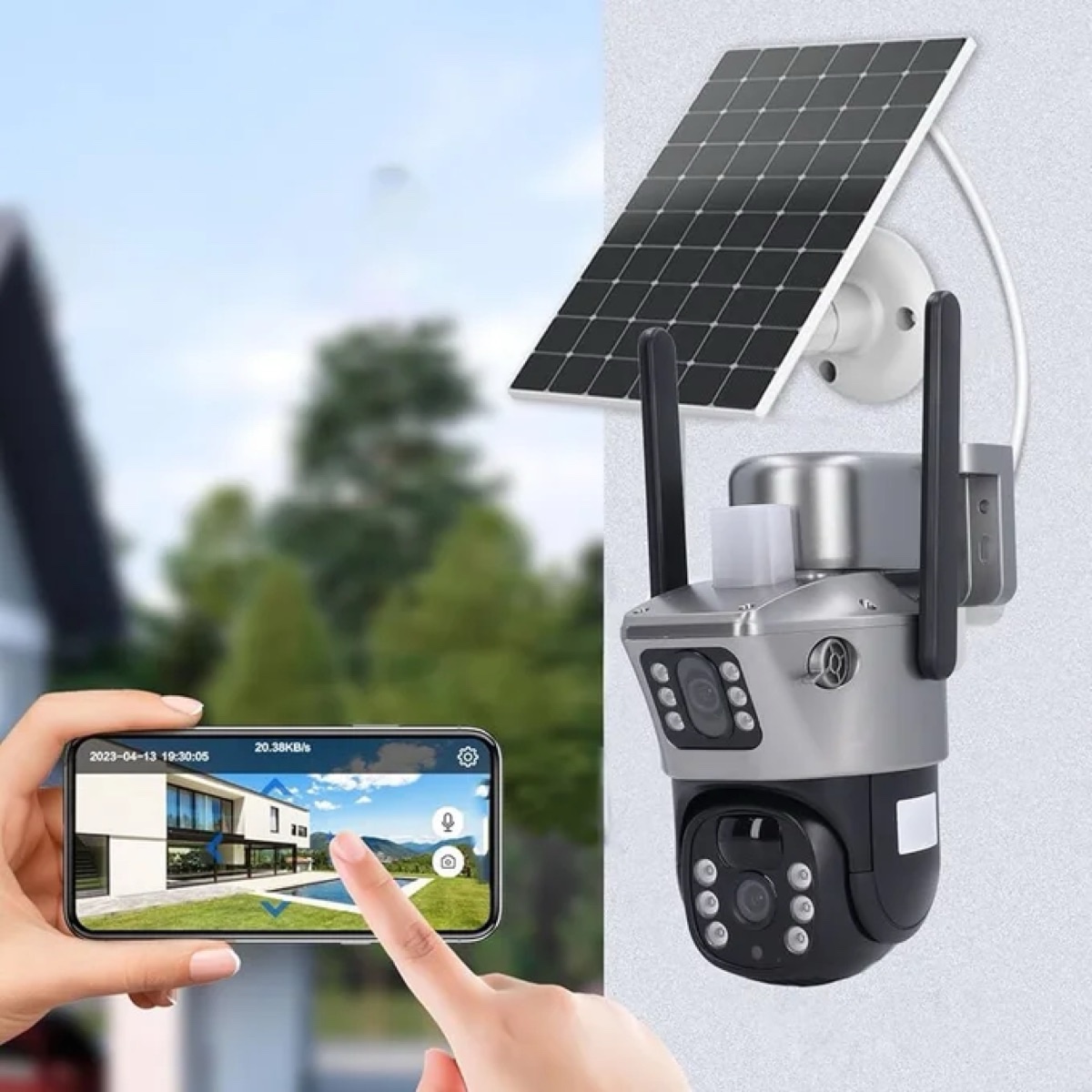 Pack de 2 caméras solaires 4G double objectif 10 MP