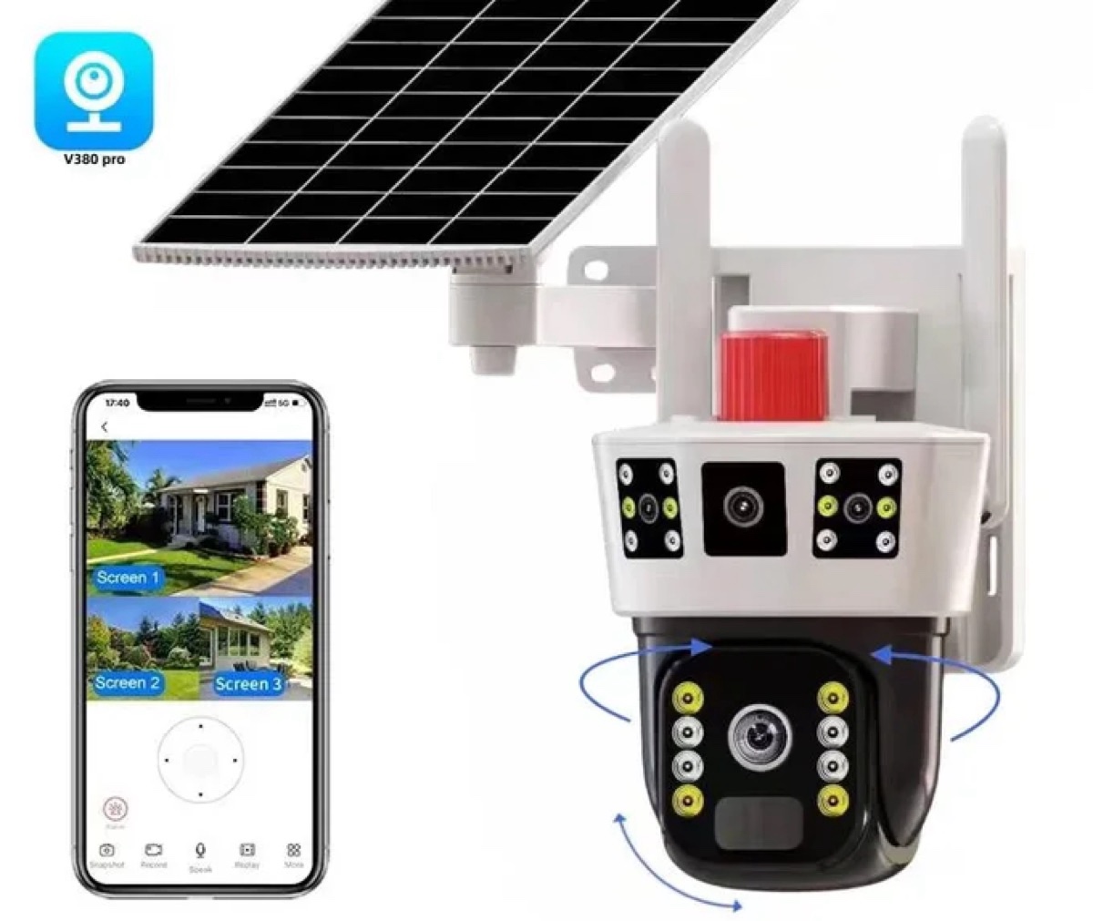 Caméra solaire 4G 12 MP — objectif fixe + objectif motorisé
