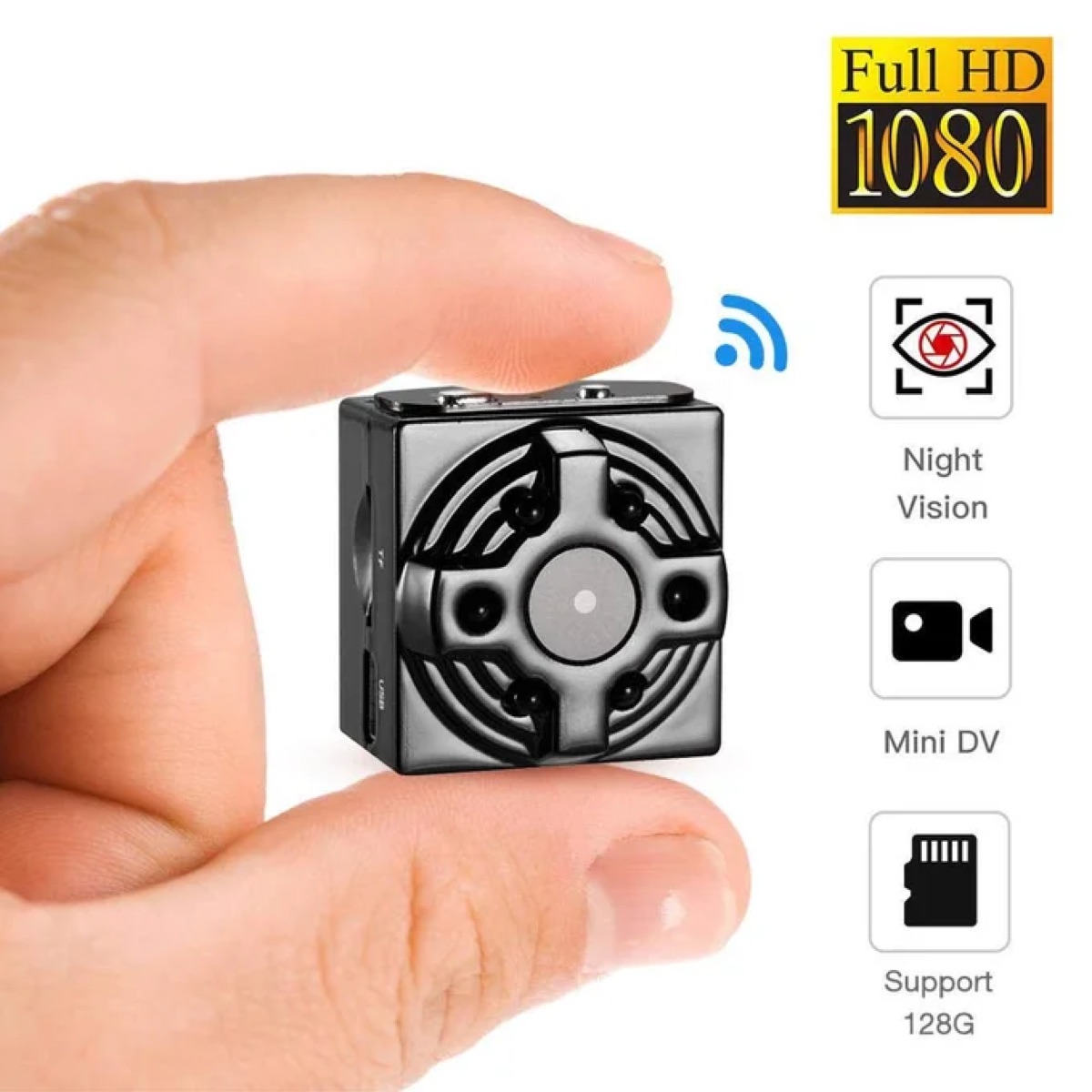 Mini caméra Wi-Fi 1080p avec batterie — accès par smartphone