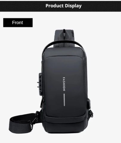 Sac antivol imperméable avec cadenas à code et port USB