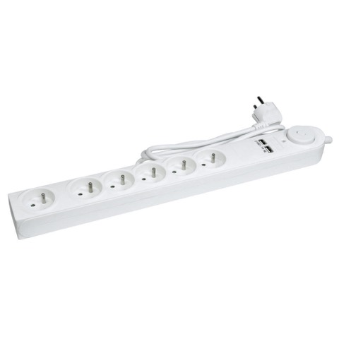 Multiprise parafoudre 6 prises + 2 USB