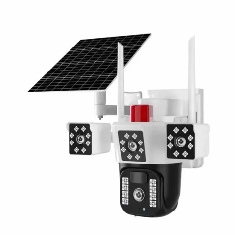 Caméra solaire 4G à 3 objectifs — sirène et flash