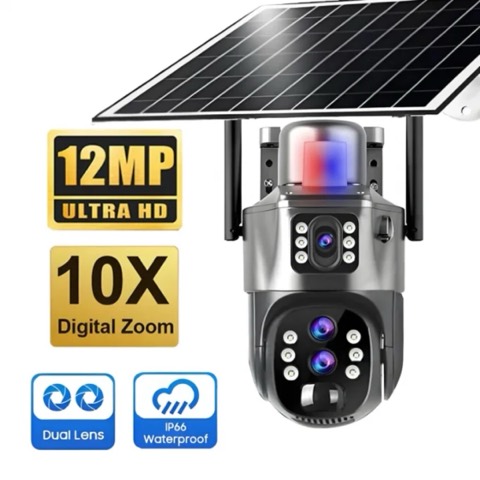 Caméra solaire 4G 12 MP à 3 objectifs — zoom x10