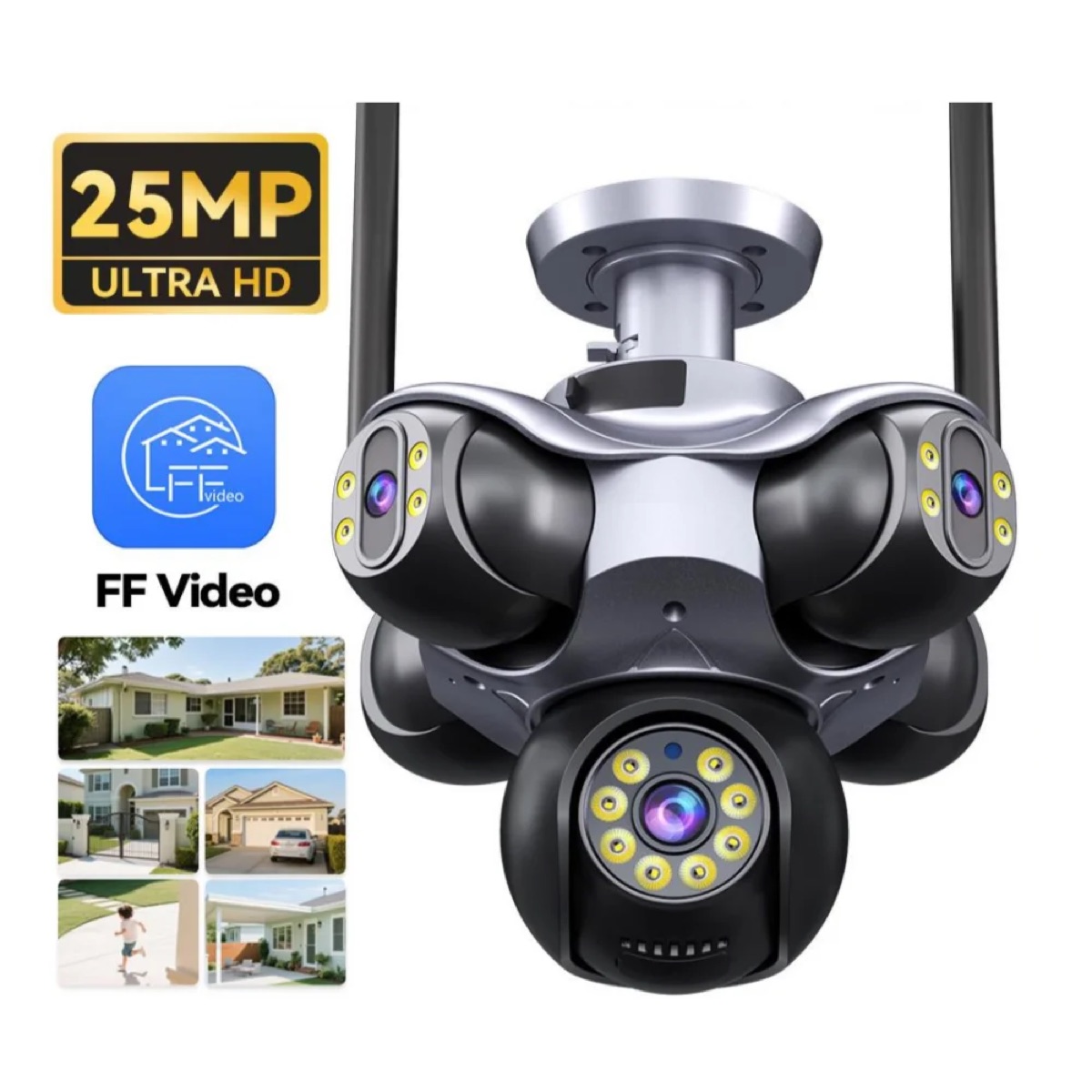 Caméra Wi-Fi à 5 objectifs 25 MP — 5 vues simultanées