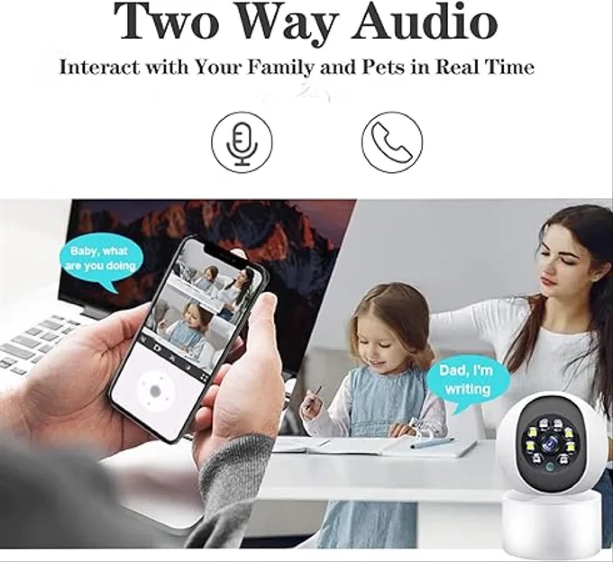 Caméra intérieure Wi-Fi motorisée 1080p — compatible Tuya